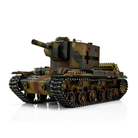 Taigen KV-2, version camouflage, metal edition 1:16 with gun recoil system/Servos, Xenon flash, IR battle unit, V3 board and transport wooden box