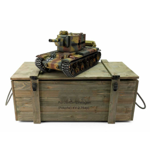 Taigen KV-2, version camouflage, metal edition 1:16 with gun recoil system/Servos, Xenon flash, IR battle unit, V3 board and transport wooden box