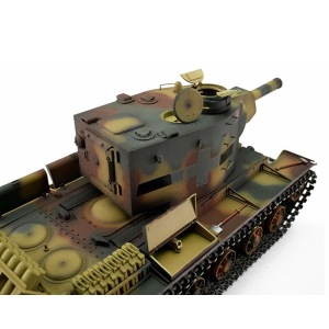 Taigen KV-2, Version Tarn in der Metall-Edition 1:16 mit IR-System, Rohrrückzug und Xenonblitz, V1 Platine und Transportbox aus Holz