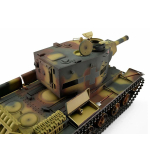 Taigen KV-2, Version Tarn in der Metall-Edition 1:16 mit IR-System, Rohrrückzug und Xenonblitz, V1 Platine und Transportbox aus Holz