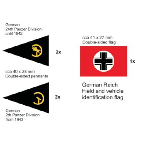 Deutsches Fahnenset 24. Panzerdivision, 5 Stück für 1/16 Panzer