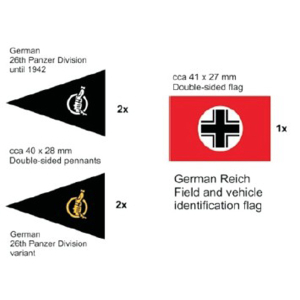 Deutsches Fahnenset 26. Panzerdivision, 5 Stück...