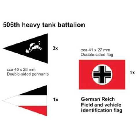 Deutsches Fahnenset 506. Panzerdivision, 5 Stück für 1/16 Panzer