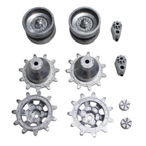 Leopard 2A6 - metal rollers set + metal suspension arms+ metal sprocket/idler wheels (ball bearings)