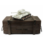 Taigen T-34/85, Version Winter in der Metall-Edition 1:16 mit BB-Einheit und Transportbox aus Holz