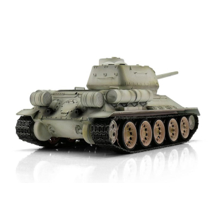 Taigen T-34/85, Version Winter in der Metall-Edition 1:16 mit IR-System, Rohrrückzug und Xenonblitz und Transportbox aus Holz