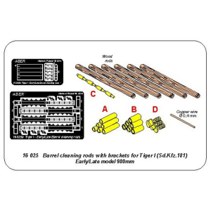 ABER - Tigre I , Tiges de nettoyage de canon avec crochets