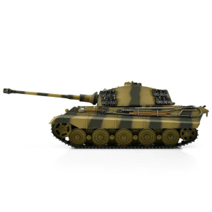 Taigen Königstiger, Version Tarn in der Metall-Edition 1:16 mit KwK Rauchsystem, IR-System, Rohrrückzug und Xenonblitz, V3-Platine und Transportbox aus Holz
