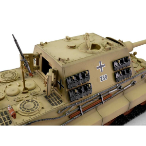 Taigen Jagdtiger, Version Wüste in der Metall-Edition 1:16 mit BB-Einheit, Platine V3 und Transportbox aus Holz