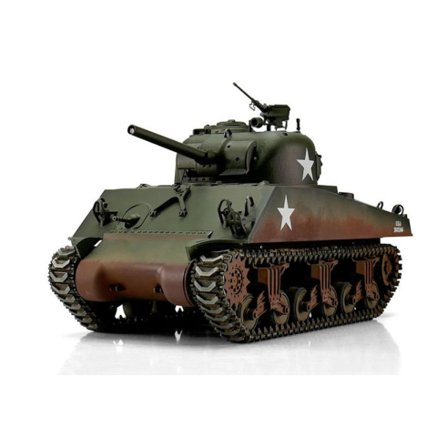 Taigen M4A3 Sherman (75mm), Version grün in der Metall-Edition 1:16 mit BB-Einheit, Platine V3 und Transportbox aus Holz 