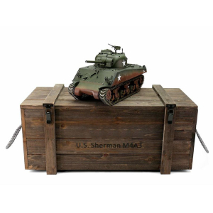 Taigen M4A3 Sherman (75mm), Version grün in der Metall-Edition 1:16 mit BB-Einheit, Platine V3 und Transportbox aus Holz 