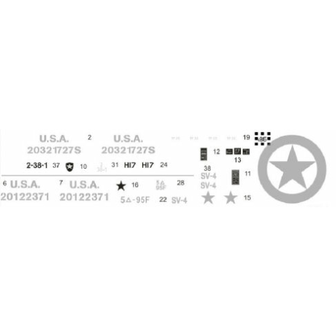 Decals für U.S. Army Jeep, 1/16