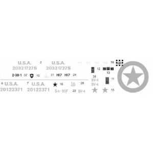 Decals for U.S. Army Jeep, 1/16