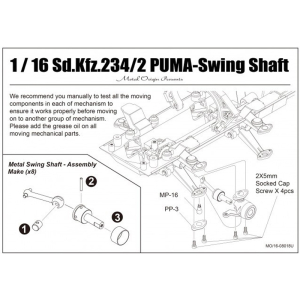 PUMA - Swing shaft of metal for Sd. Kfz. 234/2, upgrade kit in 1/16 