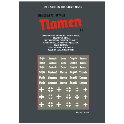 Deutsche Panzernamen 02 - Lackierschablone für Panzer 1:16