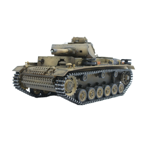 Metall Edition: 2.4 GHz PANZER III " L"  AIRBRUSH + Rohrrückzug/IR + Metallwanne + HQ Metallketten/Räder + 360°-Turm