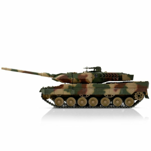 Metalledition V3 LEOPARD 2A6 IR/Rohrrückzug 1:16 - 2.4 GHz mit Metallwanne/Turm + Metallketten + Antriebs-/Leiträder aus Metall + Metalllaufrollen + Stahlgetriebe