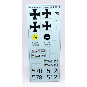 Leopard 1A4 - Decal, HQ set in 1:16  