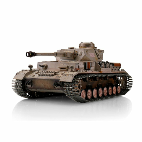 Metall Edition: 2.4 GHz V2 (Neue Platine) PANZER IV F2 "G" AIRBRUSH + BB Einheit + Metallwanne + HQ Metallketten/Räder + 360°-Turm + Holzkiste