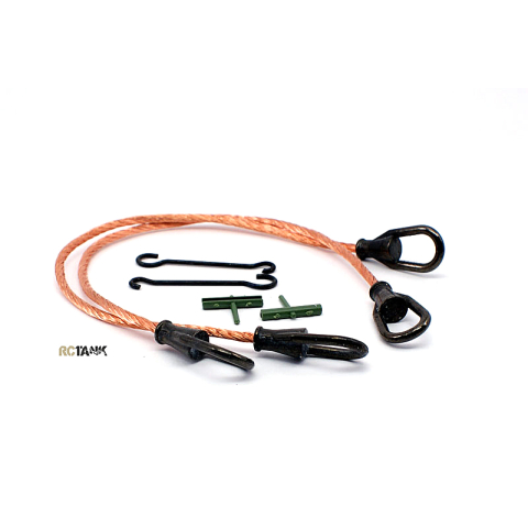IS-2 / KV-1 - Flexi copper tow cables with end-fittings and brackets, 2 pcs each 23 cm