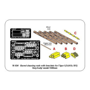 ABER - Tigre I début de production 1240mm, Tiges de nettoyage de canon avec crochets