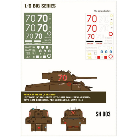 Sherman MK III "Cavallier" pochoir en 1/6