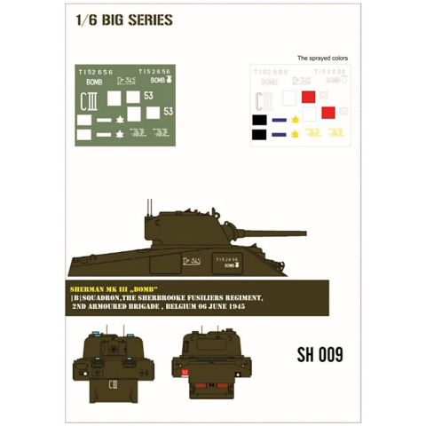 Sherman MK III "Bomb" Lackierschablone in 1/6 