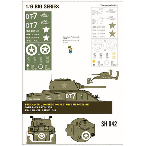 Sherman M4 "Double-Trouble" with M1 Dozer kit, paint mask in 1/6 