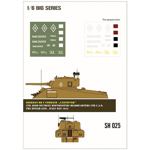 Sherman MK V Command "Vancouver" paint mask in 1/6 