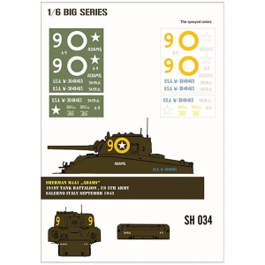 Sherman M4A2 "Adams" Lackierschablone in 1/6