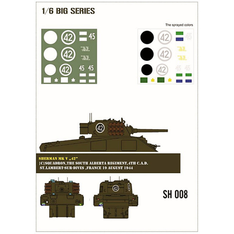 Sherman MK V "42" paint mask in 1/6 