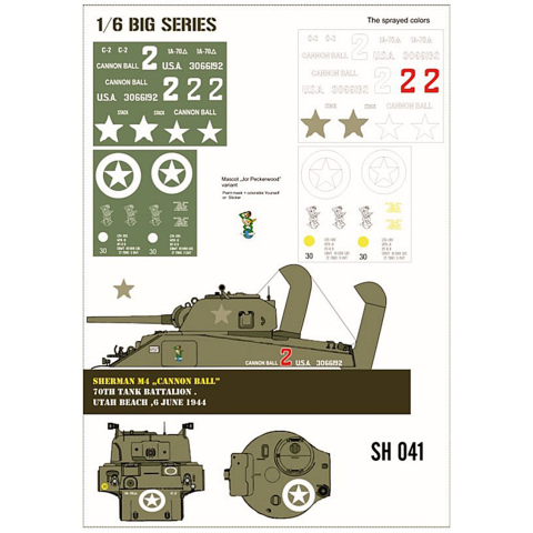 Sherman M4 "Cannon Ball" Lackierschablone in 1/6
