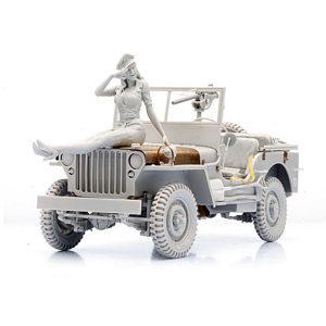 SOL - 1/16 US Willys MB Jeep mit Figur, Bausatz aus Resin