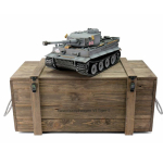 Taigen Tigre I, Airbrush édition métal en 1:16 avec unité de fumé pour le canon, recul de canon servo, flash xenon, systeme IR et platine V3, caisse en bois