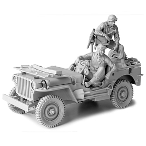 SOL - 1/16 U.S. Army 1/4t 4x4 Jeep with two figures, kit...