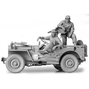 SOL - 1/16 U.S. Army 1/4t 4x4 Jeep with two figures, kit of Resin