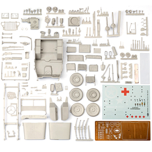 SOL - 1/16 U.S. Army 1/4t 4x4 Jeep with T-3 trailer, two figures and equipment, kit of Resin 
