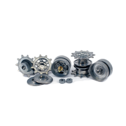 Leopard 2A6 - HQ sprockets and idler wheels with ball bearings, kit made of metal 