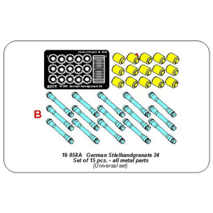 ABER - stick grenade 24, set of metal, 15 pieces