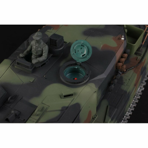 Heng Long Leopard 2A6, Version Tarn in 1:16 mit BB-Einheit/IR-System, Schwingarme aus Metall, V6.OS-Platine und Transportbox aus Holz