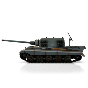 Jagdtiger, gris, edition métal 1:16 avec recul de canon et elevation via servo, flash xenon, systeme IR, platine V3 et caisse de transport en bois