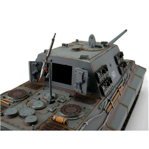 Jagdtiger, gris, edition métal 1:16 avec recul de canon et elevation via servo, flash xenon, systeme IR, platine V3 et caisse de transport en bois
