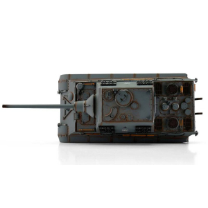 Jagdtiger, gris, edition métal 1:16 avec recul de canon et elevation via servo, flash xenon, systeme IR, platine V3 et caisse de transport en bois
