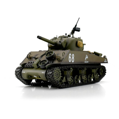 砲身リコイル&メタル版 ヘンロン1/16 U.S. M4A3 SHERMAN Heng Long M4A3 Sherman 105mm Howitzer, version green in 1:16 with