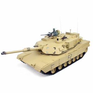 Heng Long US M1A2 Abrams 1:16 avec unité de tir BB/system IR, bras de suspension en métal/Transmission, platine V7, caisse en bois