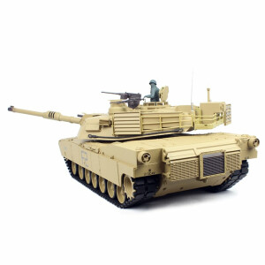 Heng Long US M1A2 Abrams in 1:16 mit BB-Einheit/IR-System, Getriebe/Federung/Ketten/Antriebs/Leiträder aus Metall und V6.OS-Platine