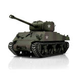 Taigen M4A3 Sherman (76mm), Version Tarn in der Metall-Edition 1:16 mit KWK Rauch, IR-System, Rohrrückzug und Xenonblitz, Platine V3 und Transportbox aus Holz