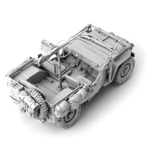SOL - 1/16 U.S. Army 1/4t 4x4 Jeep mit Zubehör, Bausatz aus Resin