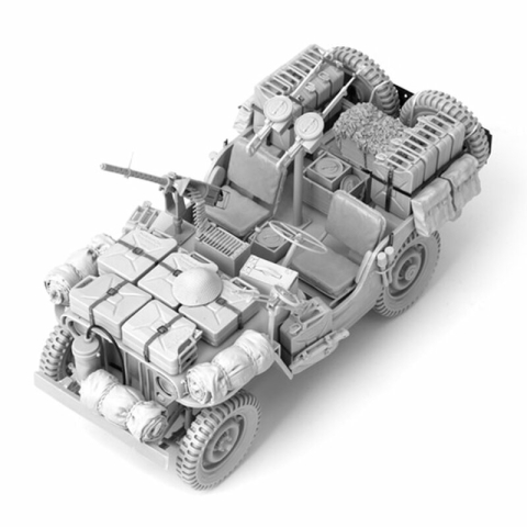 SOL - 1/16 Willys Jeep SAS II avec équipement, kit de résine 