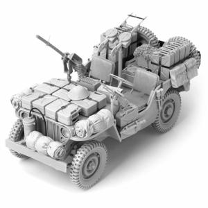 SOL - 1/16 Willys Jeep SAS II avec équipement, kit de résine 